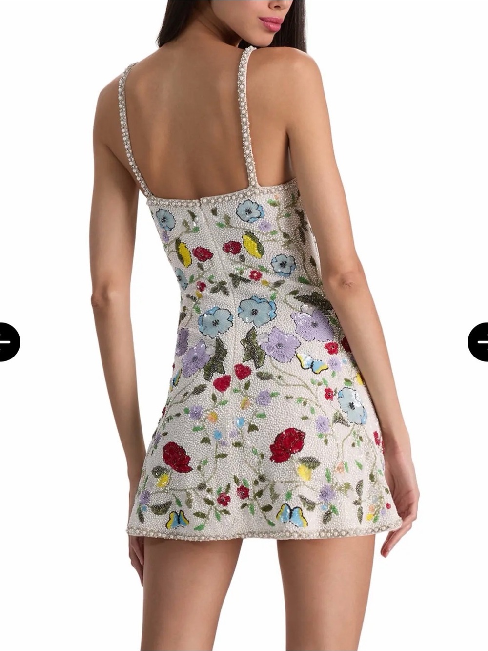 Alice + Olivia Beaded Floral White Mini Dress - Picture 2 of 3